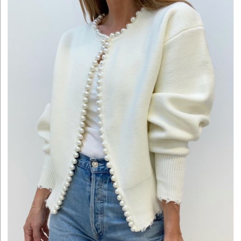Vita Grace Isabella Pearl Cardigan, Size Medium